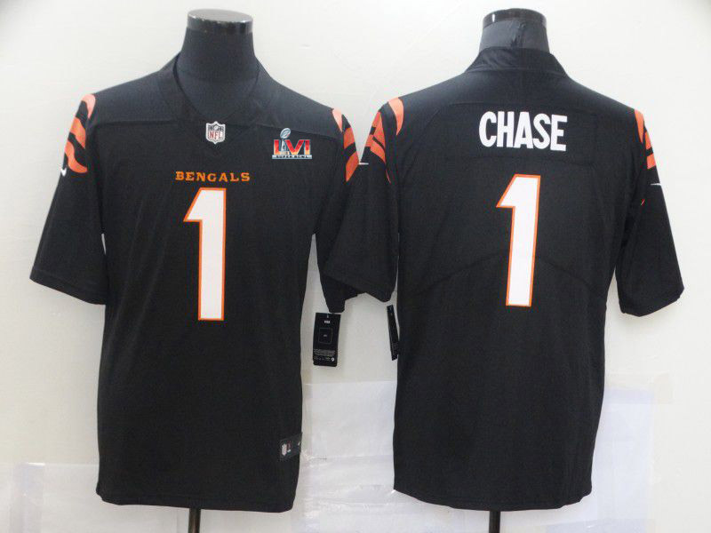 2022 Super Bowl Men Cincinnati Bengals #1 Chase Black Nike Vapor Untouchable Limited 2021 NFL Jersey->nfl patch->Sports Accessory